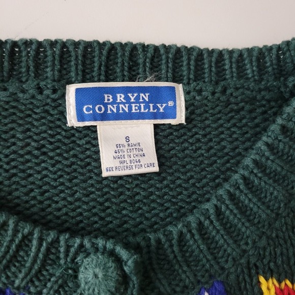 Bryn Connelly Women's Sweater Green Embellished Button Down Cardigan Size Small - Picture 10 of 10